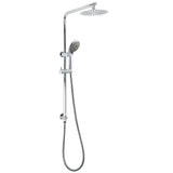 Shower Heads & Screens: WELS Chrome Dual 8" Slim Rain Shower 5 Modes Rose Mixer Valve Sliding Rail Set