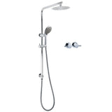 Shower Heads & Screens: WELS Chrome Dual 8" Slim Rain Shower 5 Modes Rose Mixer Valve Sliding Rail Set + Taps