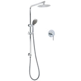 Shower Heads & Screens: WELS Chrome Dual 8" Slim Rain Shower 5 Modes Rose Mixer Valve Sliding Rail Set + Mixer