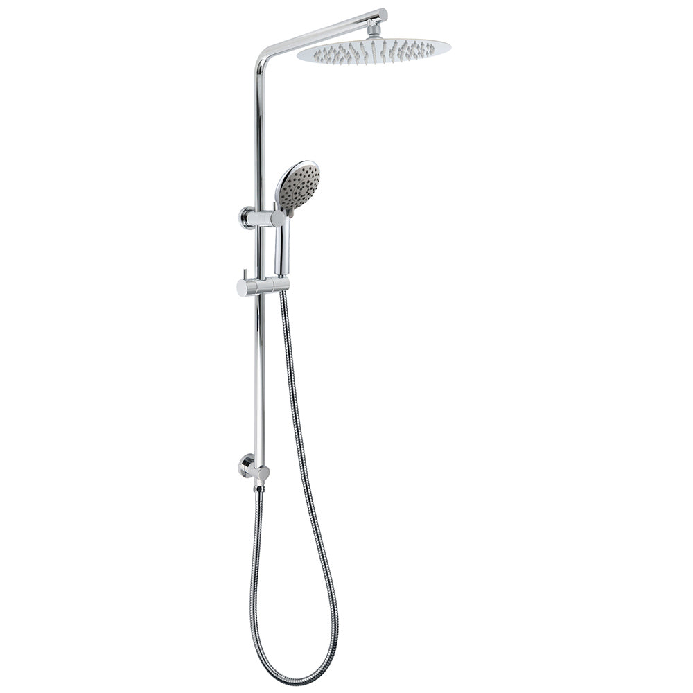 Shower Heads & Screens: WELS Chrome Dual 10" Slim Rain Shower 5 Modes Handset Mixer Valve Sliding Rail + Single Mixer