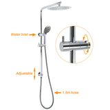 WELS Chrome Dual 10" Slim Rain Shower 5 Modes Handset Turning Mixer Valve Sliding Rail