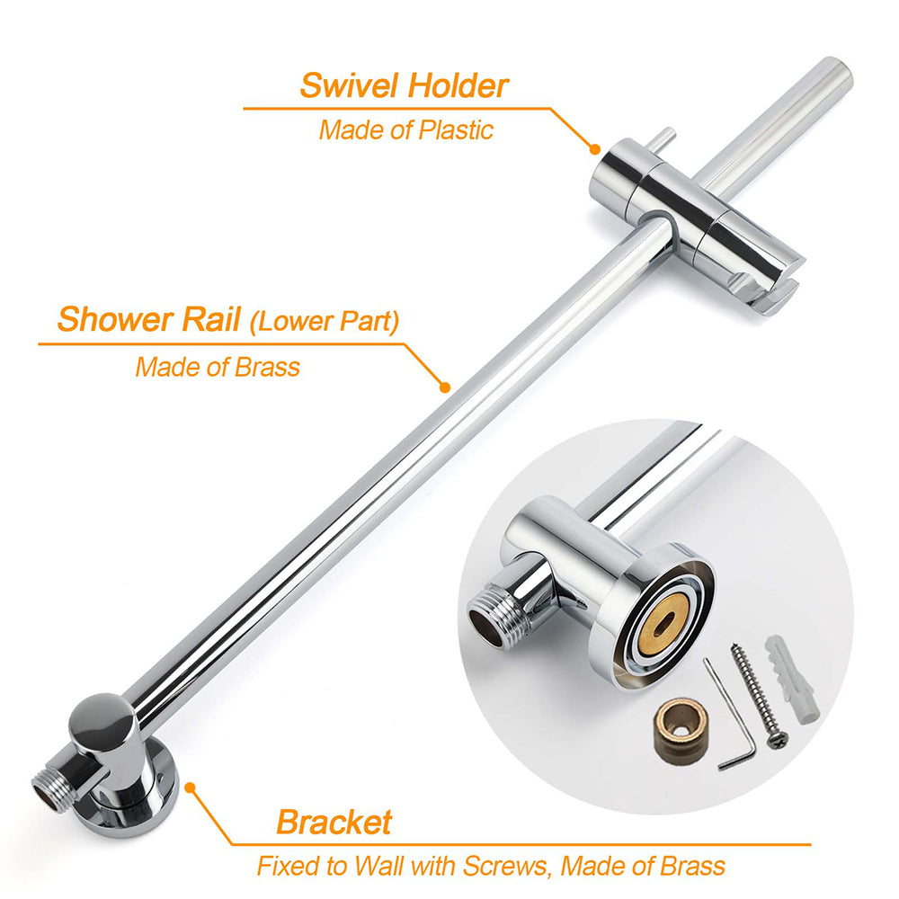 WELS Chrome Dual 10" Slim Rain Shower 5 Modes Handset Turning Mixer Valve Sliding Rail