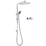 Shower Heads & Screens: Chrome Dual Shower 12" Slim Rain Head 5 Modes Handheld Sliding Rail Inbuilt Diverter + Twin Taps