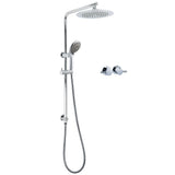 Shower Heads & Screens: WELS Chrome Round 9" Rain Shower Head 5 Modes Massage Handheld Sliding Rail Set Twin Taps