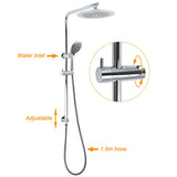 WELS Chrome Round 9" Rain Shower Head 5 Modes Massage Handheld Sliding Rail Set Mixer