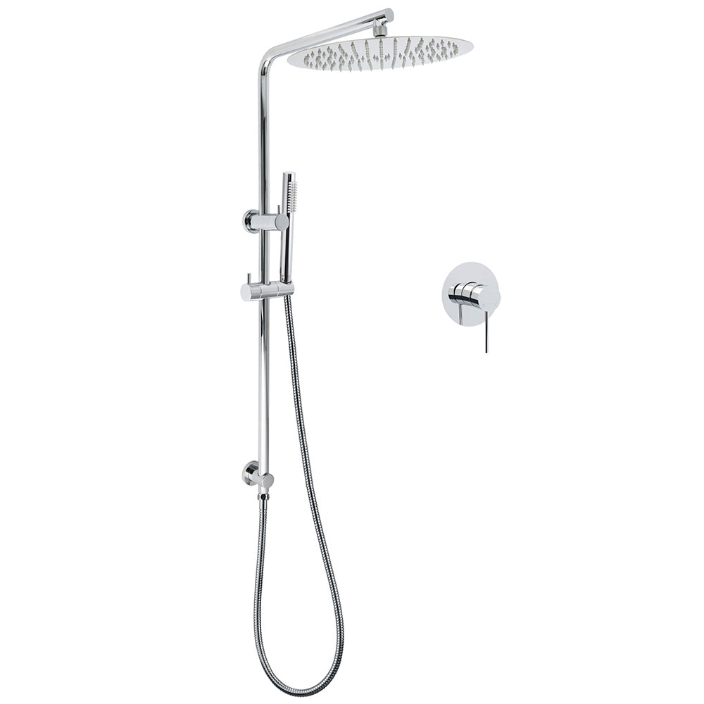 Shower Heads & Screens: WELS 12" Rainfall + Brass Handheld Twin Shower Heads Rail Diverter Arm Round Mixer Set
