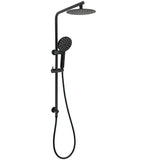 Shower Heads & Screens: WELS Matt Black Round 2in1 8" Shower Head Sliding Rail Arm 3 Modes Handheld Set