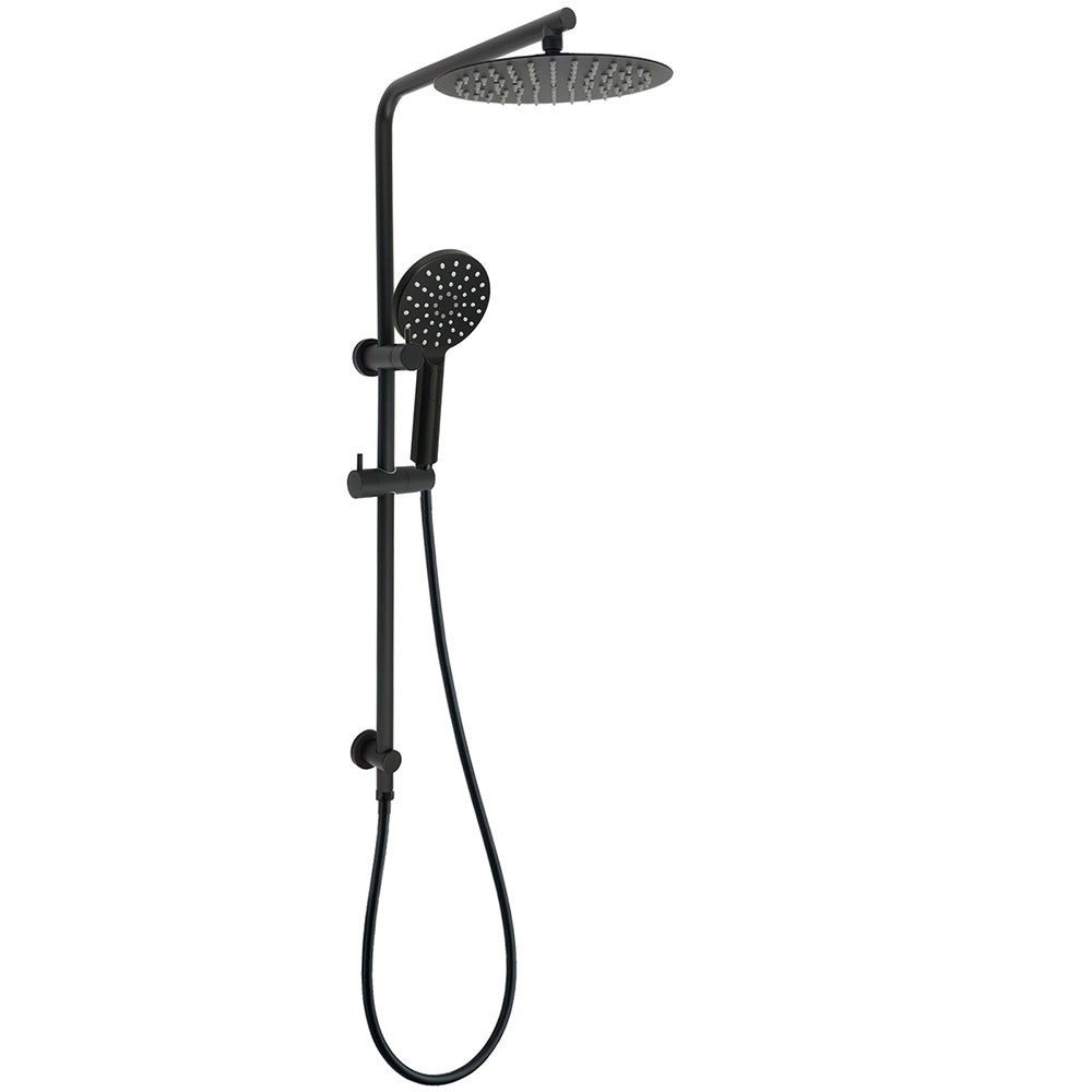 Shower Heads & Screens: Matt Black 10" Shower Rain Head Handheld Silde Wall Arm Rail Dual Bath Set