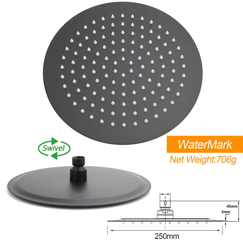 Shower Heads & Screens: Matt Black 10" Shower Rain Head Handheld Silde Wall Arm Rail Dual Bath Set