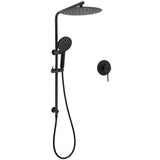 Shower Heads & Screens: WELS Matt Black Dual Shower 12" Large Shower Rain Head + Handheld Silde Wall Rail Mixer Set