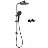 Shower Heads & Screens: WELS Matt Black 2in1 Round 9" Rainfall Shower Head & 3 Modes Handheld Silde Rail Taps Set