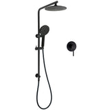 Shower Heads & Screens: WELS Matt Black 2in1 Round 9" Rainfall Shower Head & 3 Modes Handheld Silde Rail Mixer Set