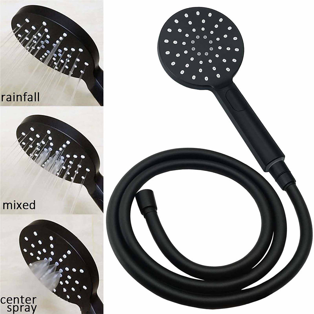 Shower Heads & Screens: WELS Matt Black 2in1 Round 9" Rainfall Shower Head & 3 Modes Handheld Silde Rail Mixer Set