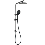 Shower Heads & Screens: Matt Black Round 8" Shower Head Sliding Rail Arm 3 Modes Handheld Arm Dual Combo