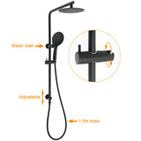 Shower Heads & Screens: Matt Black Round 8" Shower Head Sliding Rail Arm 3 Modes Handheld Arm Dual Set + Taps
