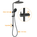 Shower Heads & Screens: Matt Black Shower Set 12" Large Rain Head Handheld Sliding Rail Arm Round WELS