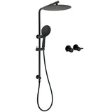 Shower Heads & Screens: WELS Matt Black Shower Set 12" Large Rain Head Handheld Sliding Rail Arm Round Taps