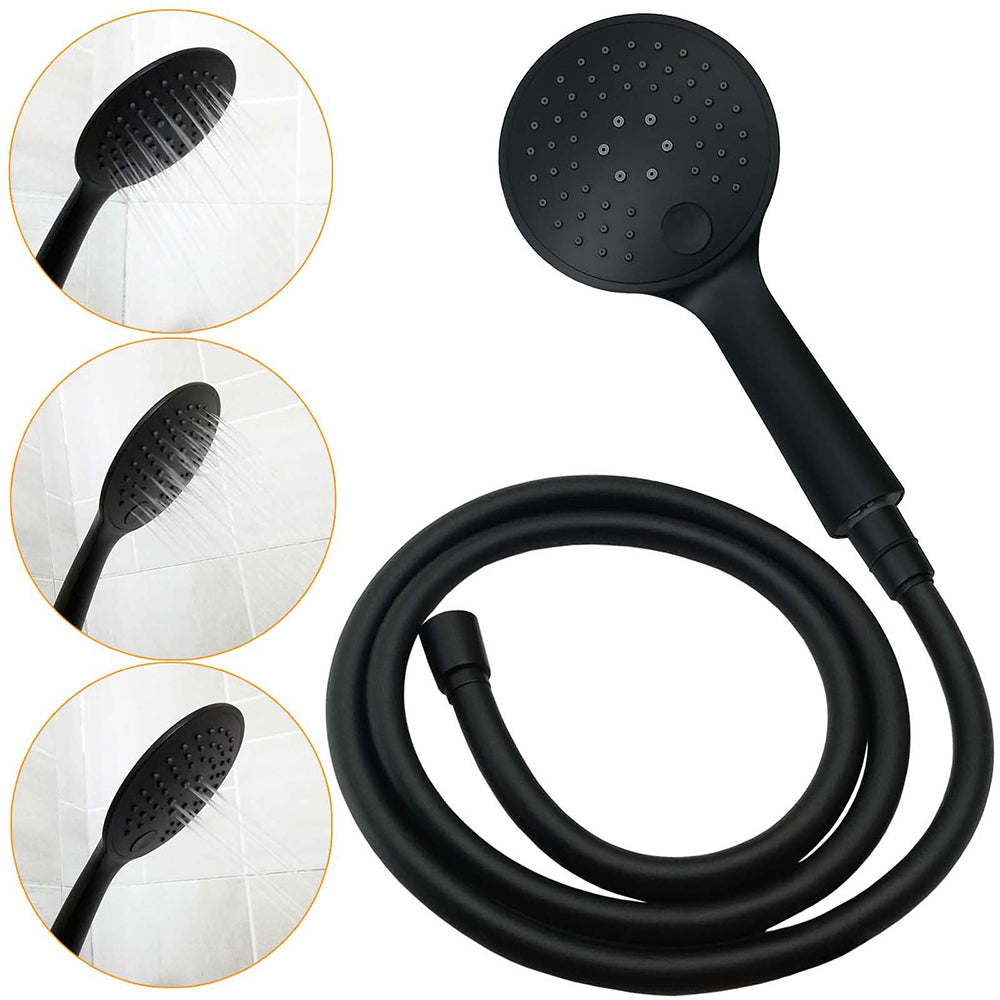 Matt Black Round 9" Rainfall Head Handheld Sliding Rail Wall Arm Dual Shower Set
