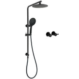 Shower Heads & Screens: Matt Black Round 9" Rainfall Head Handheld Sliding Rail Wall Arm Dual Shower Taps Set