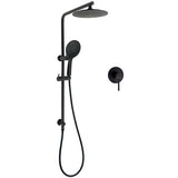 Shower Heads & Screens: Matt Black Round 9" Rainfall Head Handheld Sliding Rail Wall Arm Dual Shower Mixer Set