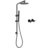 Shower Heads & Screens: Matt Black Round 8" Rain Shower Head 3 Mode Handheld 2 in 1 Wall Arm Taps Set