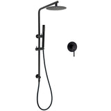 Shower Heads & Screens: Matt Black Round 8" Rain Shower Head 3 Mode Handheld 2 in 1 Wall Arm Mixer Set
