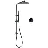 Shower Heads & Screens: Matt Black Round 10" Rain Shower Head Brass Handheld Slide Rail Riser Arm Mixer Set