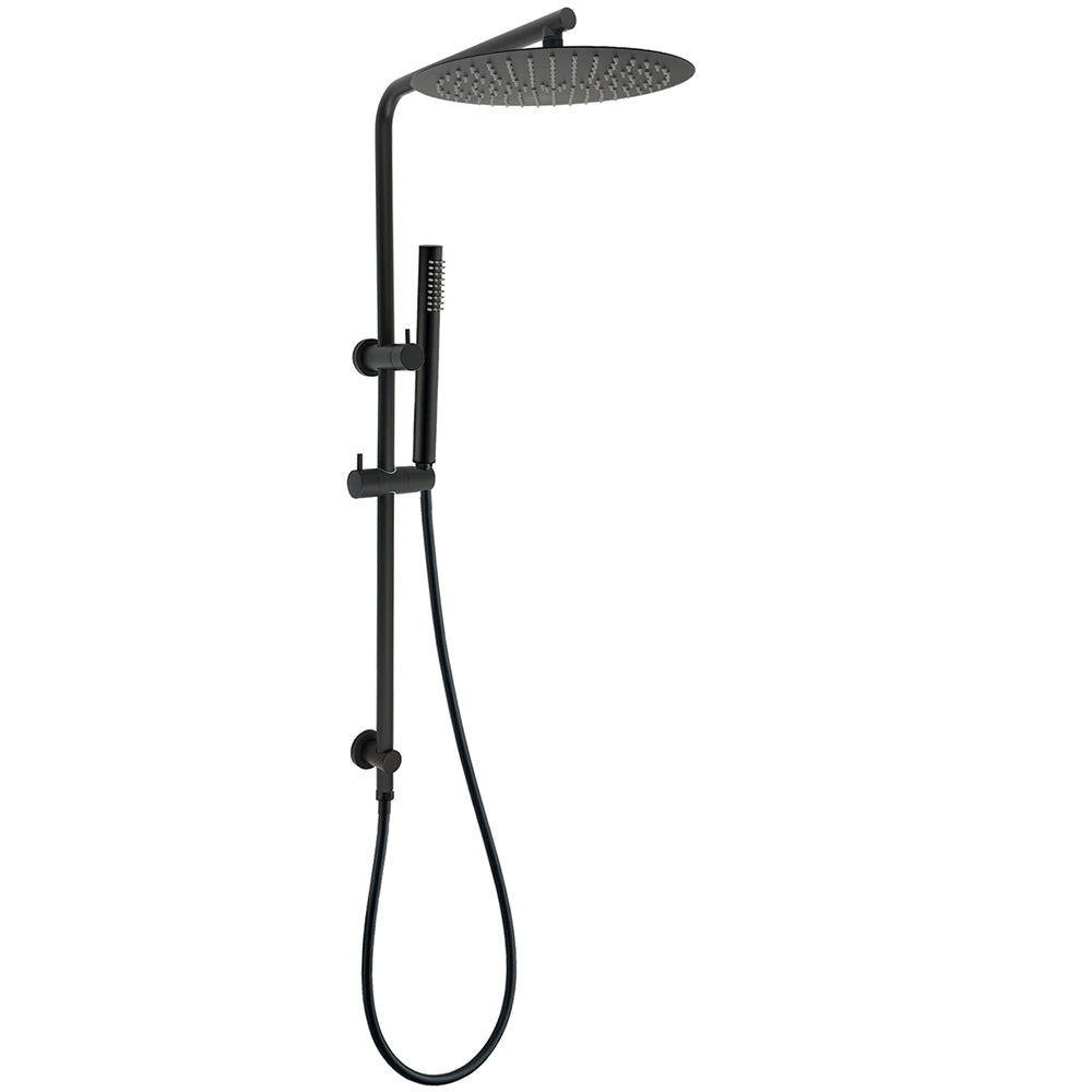 Shower Heads & Screens: Round 300mm Rain Shower Head Brass Handheld Riser Rail Set Diverter Matt Black