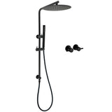 Shower Heads & Screens: Matt Black Round 12" Rain Shower Head Brass Handheld Riser Rail Set Diverter Mixer Taps