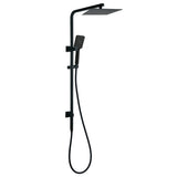 Shower Heads & Screens: Matt Black Twin Shower Set Square 10" Rain Head 3 Modes Handheld Wall Arm Rail