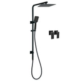 Shower Heads & Screens: Matt Black Twin Shower Set Square 10" Rain Head 3 Modes Handheld Wall Arm Rail + Taps