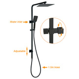 Shower Heads & Screens: Matt Black Twin Shower Set Square 10" Rain Head 3 Modes Handheld Wall Arm Rail + Taps