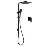 Shower Heads & Screens: Matt Black Twin Shower Set Square 10" Rain Head 3 Modes Handheld Wall Arm Rail + Mixer