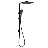 Shower Heads & Screens: Dual Shower Square Large 12" Rainfall Head 3 Modes Handheld Wall Rail Matt Black