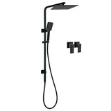 Shower Heads & Screens: Dual Shower Square Large 12" Rainfall Head 3 Modes Handheld Wall Rail Twin Taps Matt Black