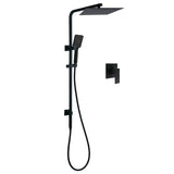 Shower Heads & Screens: Dual Shower Square Large 12" Rainfall Head 3 Modes Handheld Wall Rail Mixer Matt Black