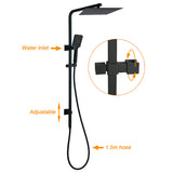 Shower Heads & Screens: Dual Shower Square Large 12" Rainfall Head 3 Modes Handheld Wall Rail Mixer Matt Black