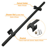 Shower Heads & Screens: Dual Shower Square Large 12" Rainfall Head 3 Modes Handheld Wall Rail Mixer Matt Black