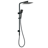 Shower Heads & Screens: Matt Black Dual Shower Square 10" Rain Head 3 Modes Handheld Silde Rail Arm Set