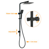 Shower Heads & Screens: Matt Black Dual Shower Square 10" Rain Head 3 Modes Handheld Silde Rail Arm Set