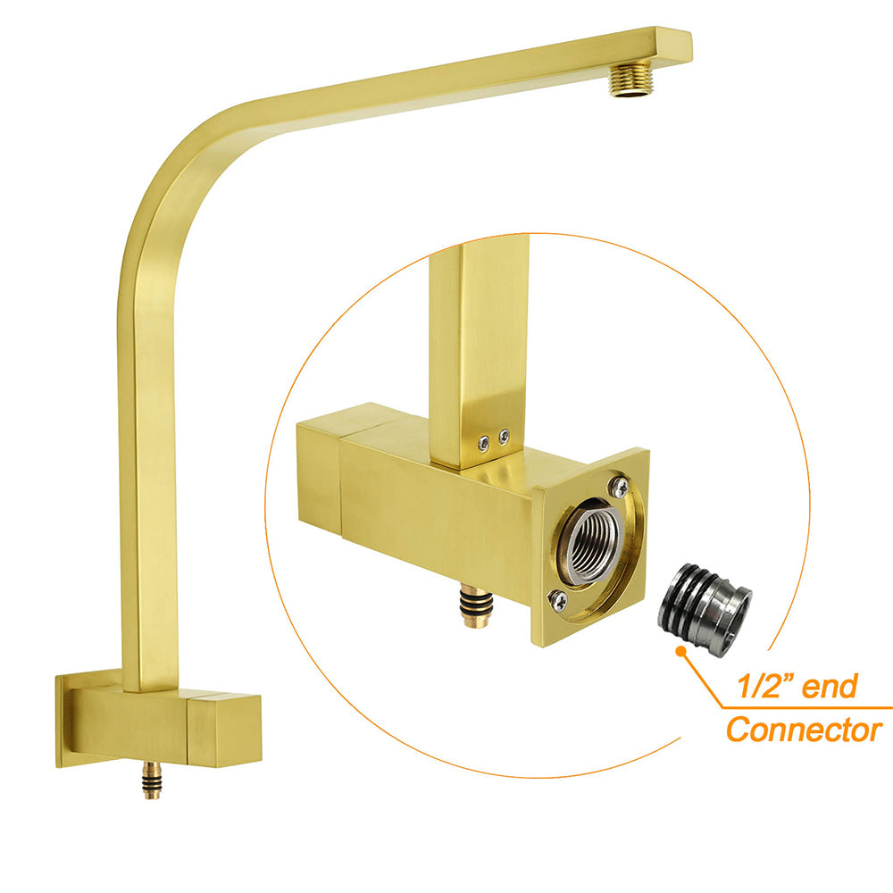 Shower Heads & Screens: Brushed Gold Square Shower 10" Large Rain Head Handheld Silde Rail Arm 2in1 Set