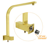 Shower Heads & Screens: Brushed Gold Square Dual Shower 12" Large Rain Head Handheld Silde Rail Arm 2in1 Set + Mixer