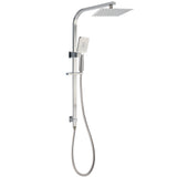 Shower Heads & Screens: Brushed Nickel Square Twin Shower Set 8" Rain Head 3 Modes Handheld Silding Rail Arm