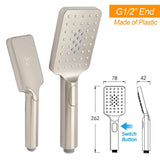 Shower Heads & Screens: Brushed Nickel Square Twin Shower Set 8" Rain Head 3 Modes Handheld Silding Rail Arm