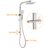 Shower Heads & Screens: Brushed Nickel Square Twin Shower Set 8" Rain Head 3 Modes Handheld Silding Rail Mixer