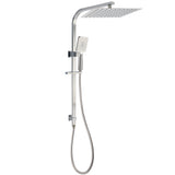 Shower Heads & Screens: Brushed Nickel Square 2in1 Shower Set Large 12" Rain Head 3 Modes Handheld Silding Rail Arm