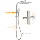 Shower Heads & Screens: Brushed Nickel Square Twin Shower Set 12" Rain Head 3 Modes Handheld Silding Rail Wall Mixer