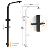 Shower Heads & Screens: Matt Black Square 2in1 Shower Set 8" Rain Head 3 Modes Handheld Silde Rail Arm