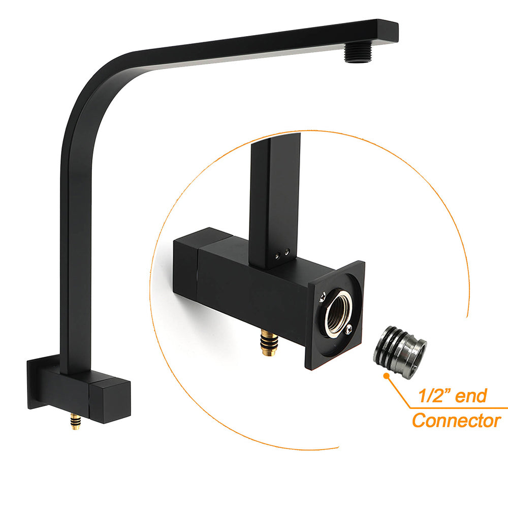Shower Heads & Screens: Matt Black Square Twin Shower Set 8" Rain Head 3 Modes Handheld Silde Rail Arm + Taps