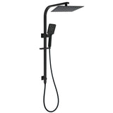 Shower Heads & Screens: WELS Matt Black Dual Shower Set 10" Square Rain Head Handheld Silde Rail Arm Kit